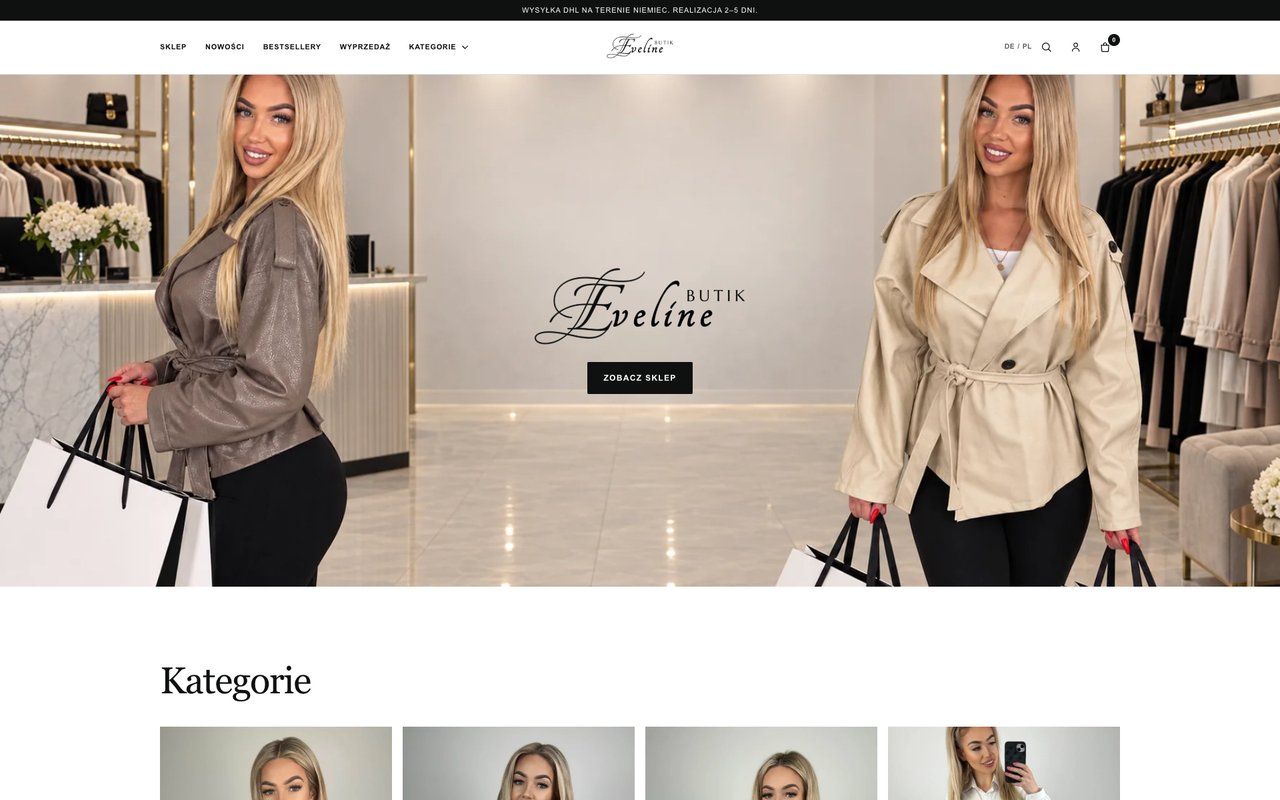 Podgląd strony Eveline Butik